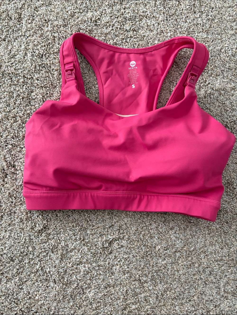 Senita Athletics go with the flow nursing bra NWOT hibiscus size small with pads